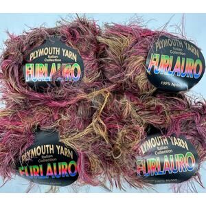4 Plymouth Yarn Furlauro Eyelash Faux Fur 100% Nylon Trim Pink Purple Brown 830